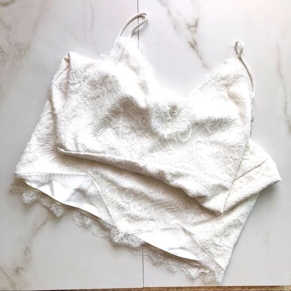 NBD Lace Strap Back Ivory Mini Dress - Picture 2 of 3